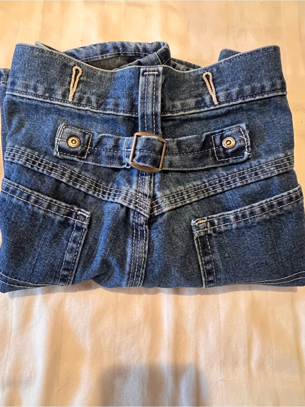Vintage Riveted Lee Shorts buckle back Carpenter High Rise Denim - Med Wash Sz 8